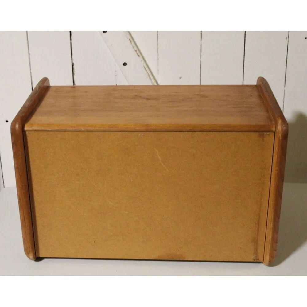 Wooden Vintage Bread Box with Pull Door Closure 15.5
